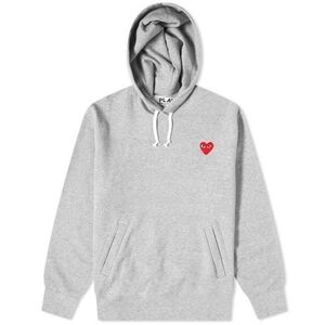 Comme des Garcons Play $302 Pullover Red Heart Hoodie Sweatshirt Pre-Owned Small